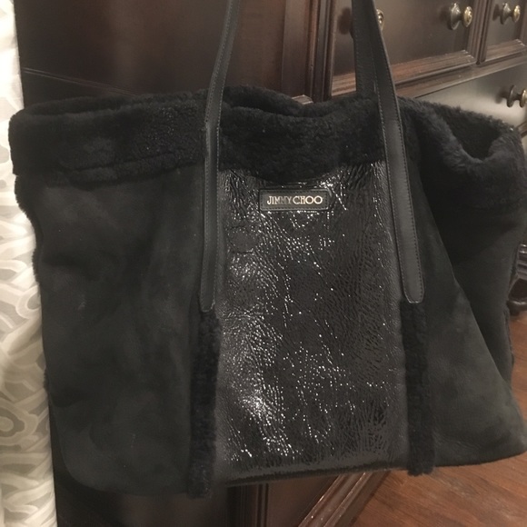 Authentic black shearling Jimmy Choo shoulder bag - Picture 1 of 8